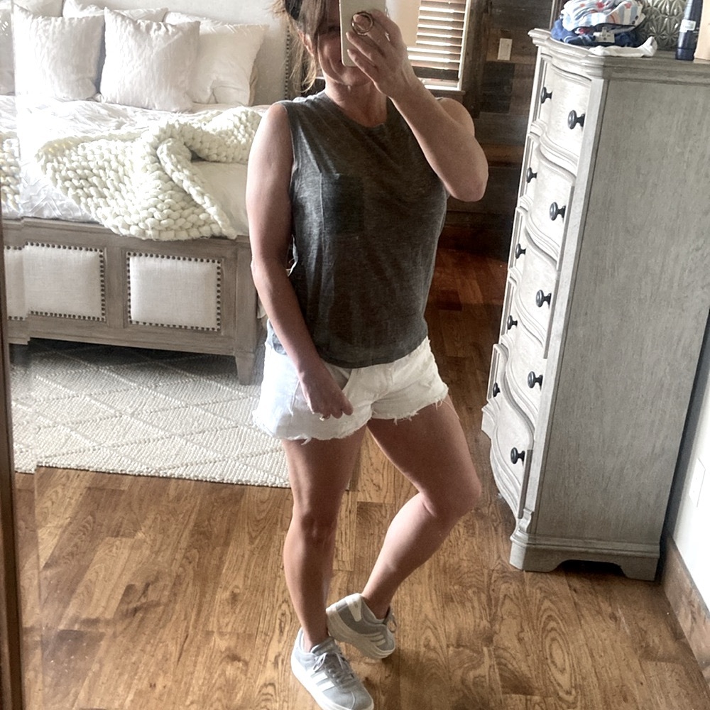 Autumn Cashmere Gray Sheer Knit Tank Top